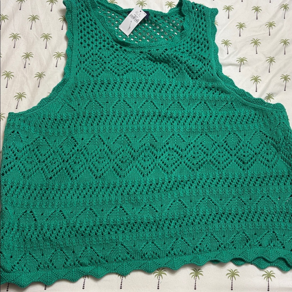 GAP Teal Crochet Knit Top